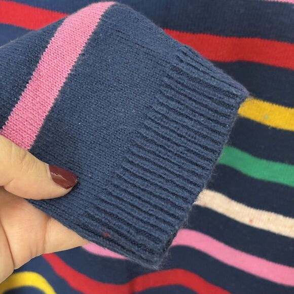 Talbots Super Soft Stripe Mockneck Sweater Rainbow Colorful Cotton Blend Large - Picture 6 of 9